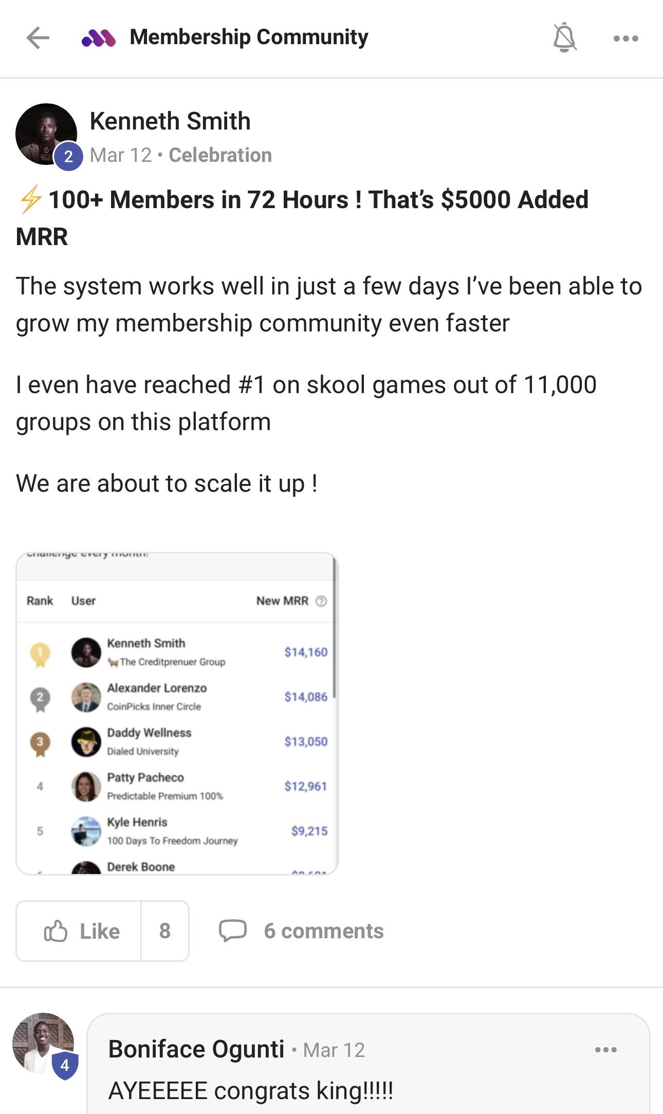 Member success post